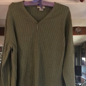 Eddie Bower plus size button front v neck sweater